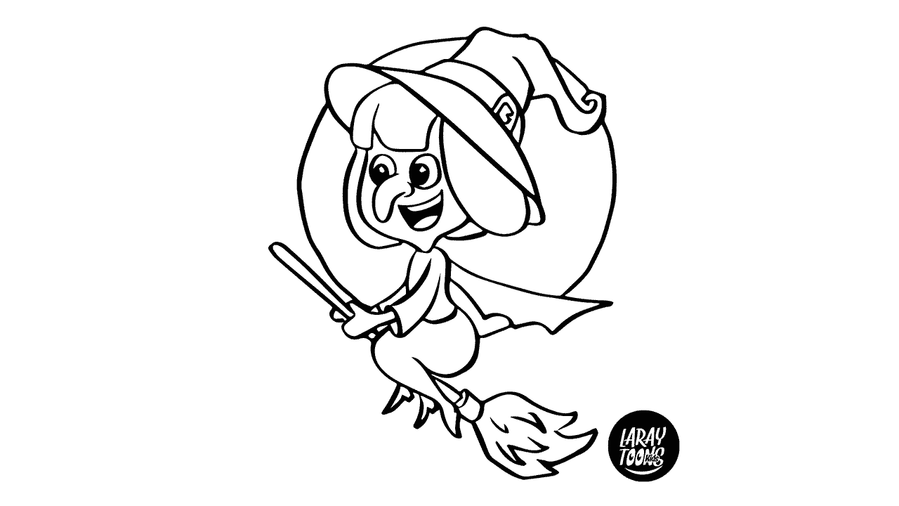 Bruja de Halloween para Pintar y Colorear