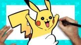 dibujo pikachu pokemon amarillo alegre saltando