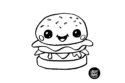 dibujo hamburguesa kawaii colorear